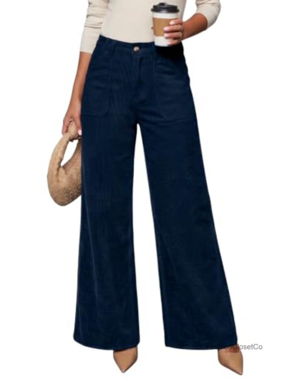 Wide Leg Corduroy Pants High Waisted Comfy Pockets